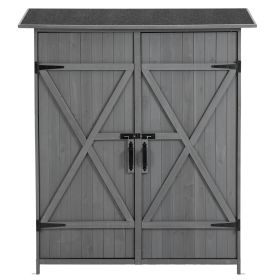 56L X 19.5W X 64H In Outdoor Storage Shed With Lockable Door,Wooden Tool Storage Shed With Detachable Shelves And Pitch Roof