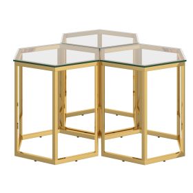 FLEUR-3PC ACCENT TABLE-GOLD