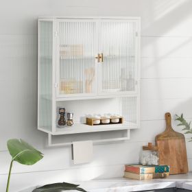 Modern Two-Door Wall Cabinet With Glass Doors And Open Shelf