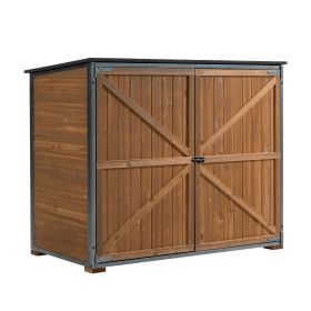 Outdoor Storage Cabinet 50.4L X 26.8W X 41H Ft Garden Shed Tool Shed With Metal Frame Structure For Garden Patio Lawn Brown