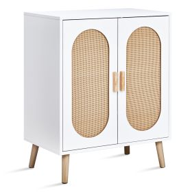 2-door Cabinet Type, Tall Leg Design,Oval Rattan Surface, Shoe Cabinet