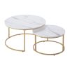 VEVOR Nesting Coffee Table Set of 2, 31.5 in Round Coffee Table, Nesting Tables for Small Place, Vintage End Side Tables Night Stand with Metal Frame