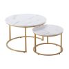 VEVOR Nesting Coffee Table Set of 2, 27.6 in Round Coffee Table, Nesting Tables for Small Place, Vintage End Side Tables Night Stand with Metal Frame