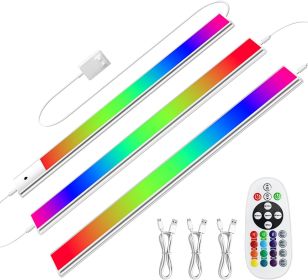 RGB Under Cabinet Lights with Remote, Dimmable Plug-in/Hardwired LED Light Bar for Kitchen Counter, 12 Inch, 3 Pack | Multi-Color Modes for Desk