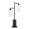 Cannes Contemporary Table Lamp in Black Metal with White Shades by