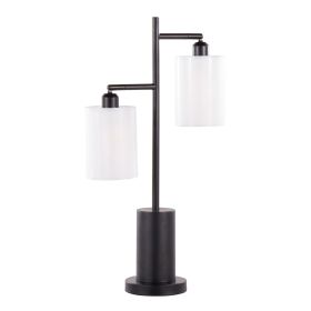 Cannes Contemporary Table Lamp in Black Metal with White Shades by