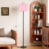 60'' Modern Floor Lamp with Shade, Tall Lamps for Living Room, Bedroom, Office, Dining Room, Pink Shade with Black Pole(Without Bulb)