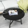 32" Inch Round Tempered Glass Table Top Black Glass 3/8 Inch Thick Beveled Polished Edge
