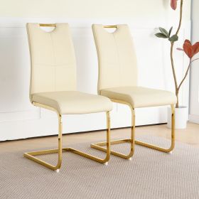 Modern PU dining chair Living room chair Upholstered chair, gold metal chair leg design, kitchen, living room, bedroom