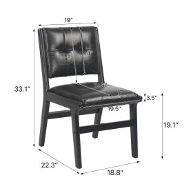 Hengming PU dining chair, no armrest with wooden legs, suitable for kitchen, dining room, living room, bedroom and other occasions,set of 2