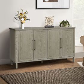 60'' Rounded Design Elements Throughout The Sideboard Including Tabletop, Legs, Four Side Furniture Suitable For Kitchen, Living Room, Entryway