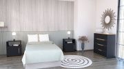 3 Piece Bedroom Set, Aralia Drawer Dresser, 2 Omaha Nightstands, Black / Light Oak