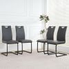 Modern Charcoal PU dining chair living room chair upholstered chair, black metal chair leg design, kitchen, living room, bedroom