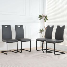 Modern Charcoal PU dining chair living room chair upholstered chair, black metal chair leg design, kitchen, living room, bedroom