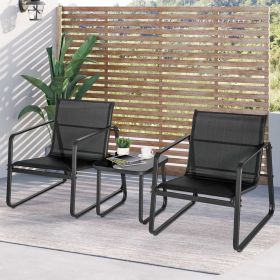 3 Pieces Patio Bistro Furniture Set with Glass Top Table Garden Deck