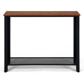 1PC Wood Console Sofa Table with Adjustable Feet and Storage Shelf