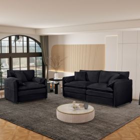 Deep Seat Luxury 2 Piece Loveseat Couch & Sofa Armchair Set