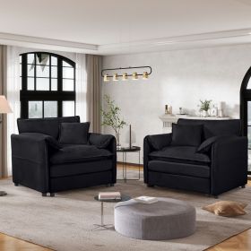Oversized Chenille Oversized Accent Chair Set of 2, Comfy Single Sofa Chair with Large Seat , Modern Armchair Reading Chairs for Bedroom, Living Room