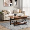 2-Tier Industrial Rectangular Coffee Table with Storage Shelf