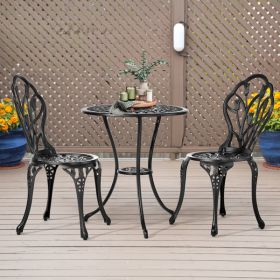 2pcs Single Chairs And 1pc Round Table Tulip Shaped Black Casting Set