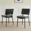 Modern Grey simple dining chair Fabric Upholstered Chairs home bedroom stool back dressing chair black metal legs(set of 2)