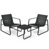 3 Pieces Patio Bistro Furniture Set with Glass Top Table Garden Deck