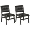 Hengming PU dining chair, no armrest with wooden legs, suitable for kitchen, dining room, living room, bedroom and other occasions,set of 2