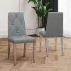 Modern simple light luxury dining chair Grey chair Home bedroom stool back PU electroplated chair legs (set of 2)