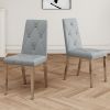 Modern simple light luxury dining chair Grey chair Home bedroom stool back PU electroplated chair legs (set of 2)