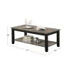 Coffee Table With Open Shelf In Dark Brown And Grey