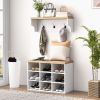 HOMCOM 2-in-1 Coat Rack Shoe Bench Set 9 Pair Storage Cabinet Hall Tree Entryway Hallway Mudroom Bedroom Organizer White