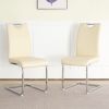 Modern Light Yellow PU dining chair living room chair upholstered chair, electroplated metal chair leg design, kitchen, living room, bedroom