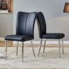 Modern minimalist dining chairs, black PU leather curved backrest and cushion, black metal semi matte chair legs, suitable for restaurants, bedrooms
