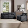 Modern Living Room Sofa Two-Piece Set, Suitable for Living room and Bedroom Sofa Set, Consists of a Single Seat and a 3-Seater Sofas, Grey Corduroy