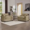 Luxurious and Sophisticated Deep Seated Sofa Set with Two Single Chairs in Tan Corduroy Fabric, Suitable for Bedroom and Office