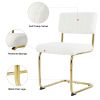 Modern simple light luxury dining chair White chair Family bedroom stool back Dressing chair Student chair Metal legs (gold) Bow chair (set of 4)