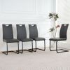 Modern Charcoal PU dining chair living room chair upholstered chair, black metal chair leg design, kitchen, living room, bedroom
