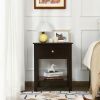 1PC Nightstand End Table with Drawer and Shelf