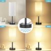 Light Beige Table Lamp for Nightstand - 3 Way Dimmable Bedside Lamp for Bedroom with USB C A Charging Ports and AC Outlet