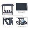 Modern Square End Tables for Living Room; Rustic Aluminum Outdoor Side Table with Storage Space; Patio Tempered Glass Accent Table; 17.7'' x 17.7'' x