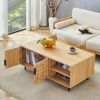 Spider Web Textured Modern MDF Coffee Table - Geometric Art and Practical Design in Natural Wood Tones, with dimensions of 43.3*23.6*17.8 inches.