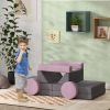 Qaba 12 Pcs Nugget Play Couch for Kids, Convertible Foam and Floor Cushions, Modular Sofa Set for Playroom, Bedroom, Nursery, Gray