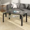 Rectangle Black Glass Coffee Table; Clear Coffee Table ; Modern Side Center Tables for Living Room;  Living Room Furniture
