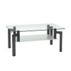 Rectangle Black Glass Coffee Table; Clear Coffee Table ; Modern Side Center Tables for Living Room;  Living Room Furniture