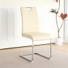 Modern Light Yellow PU dining chair living room chair upholstered chair, electroplated metal chair leg design, kitchen, living room, bedroom