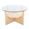 U-Shaped Contemporary Coffee Table in Natural Wood and Clear Glass by LumiSource