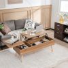 1PC 47 Inch Lift Top Coffee Table with 2 Hidden Compartments