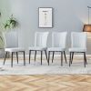 Modern minimalist dining chairs, light gray PU curved backrest and seat cushions, electroplated metal chair legs, suitable for restaurants, bedrooms