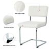 Modern simple light luxury dining chair White chair Family bedroom stool back Dressing chair Student chair Metal legs (silver) Bow chair (set of 4)