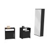 3 Piece Bedroom Set, Baltimore Shoe Rack + 2 Omaha Nightstands, Black